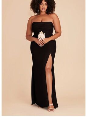 Birdy Grey MIRA Black Chiffon Gown with Side Slit